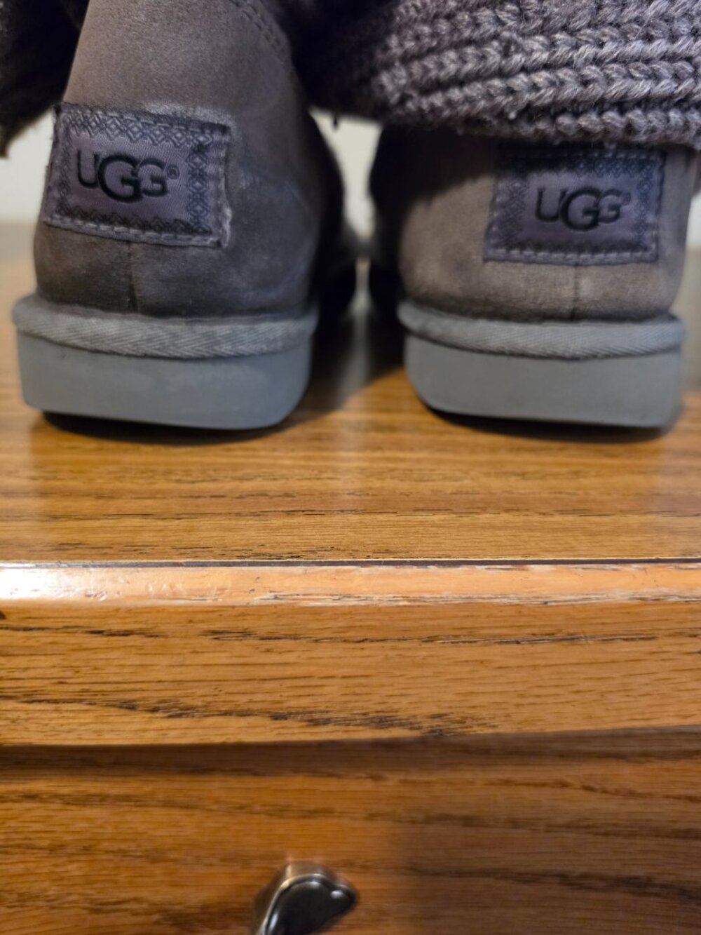 UGG Australia Classic Cardy Knit Boots Grey Suede 3-Button Womens Size 10 101655 - Picture 8 of 11